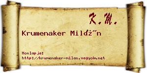 Krumenaker Milán névjegykártya